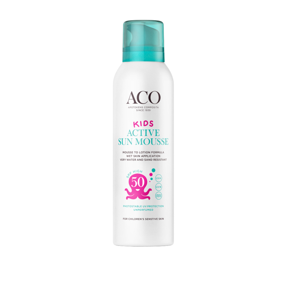 Aco Sun Kids Active Mousse Spf 50 Hajusteeton - Apteekki 360 Helsinki - Verkkoapteekki