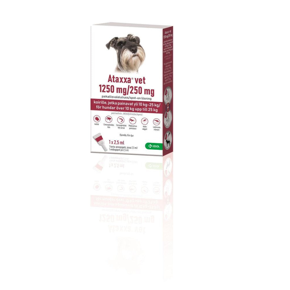 Ataxxa Vet 250 Mg/1250 Mg Paikallisvaleluliuos Koirille Yli 10 Kg-25 Kg - Apteekki 360 Helsinki - Verkkoapteekki