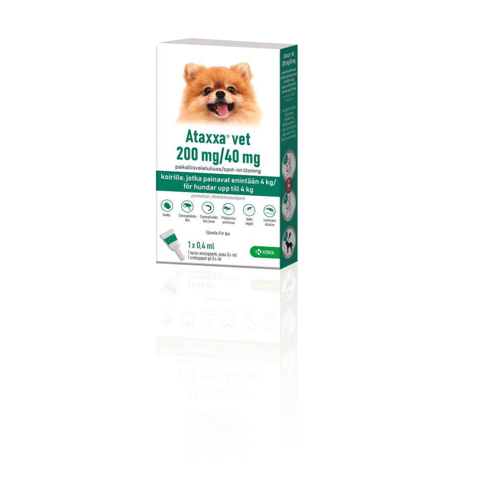 Ataxxa Vet 40 Mg/200 Mg Paikallisvaleluliuos Enintään 4 Kg Painaville Koirille - Apteekki 360 Helsinki - Verkkoapteekki