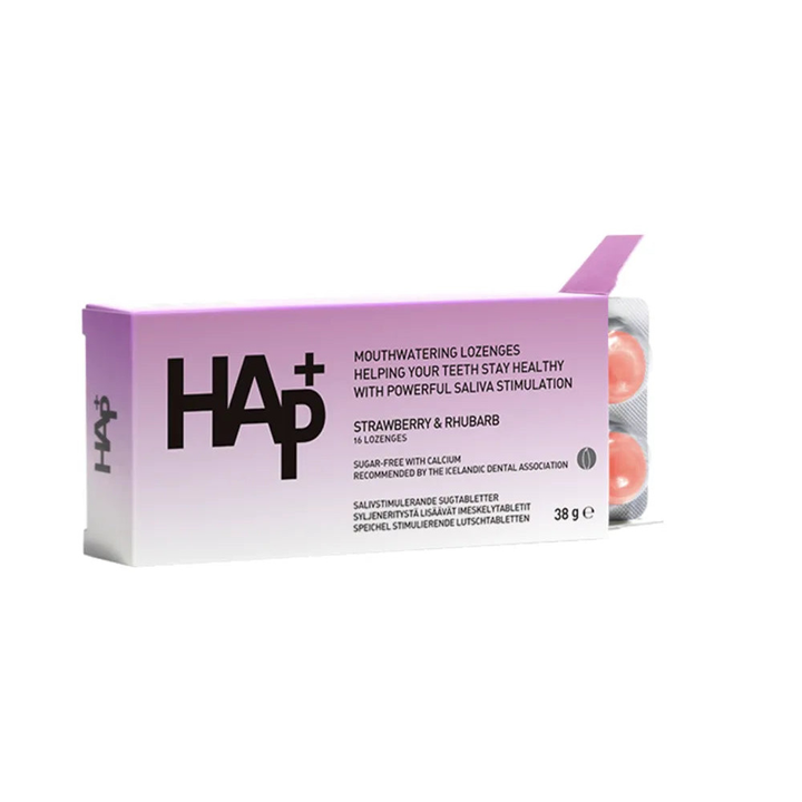 Hap+ Imeskelytabletti Mansikka&Raparperi - Apteekki 360 Helsinki - Verkkoapteekki
