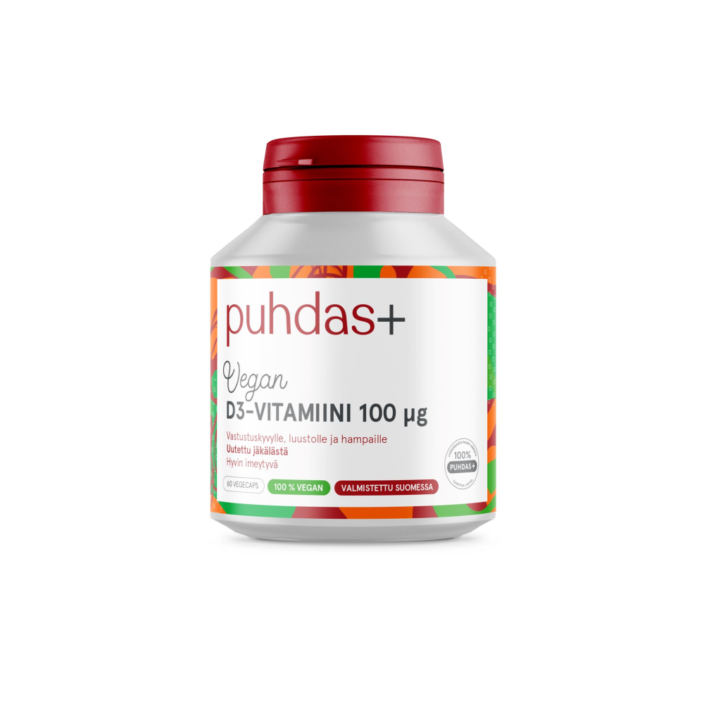 Puhdas+ Vegan D3-Vitamiini 100 mcg - Apteekki 360 Helsinki - Verkkoapteekki